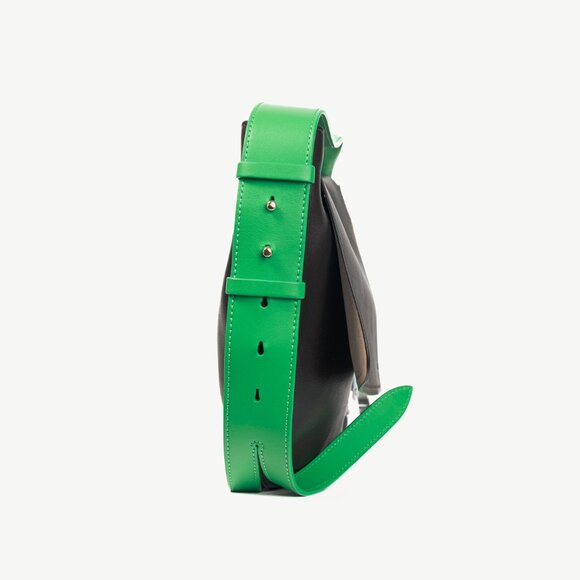 Chloe Kiss Off Brown Leather Green-Strap Shoulder Bag - Picture 4 of 12